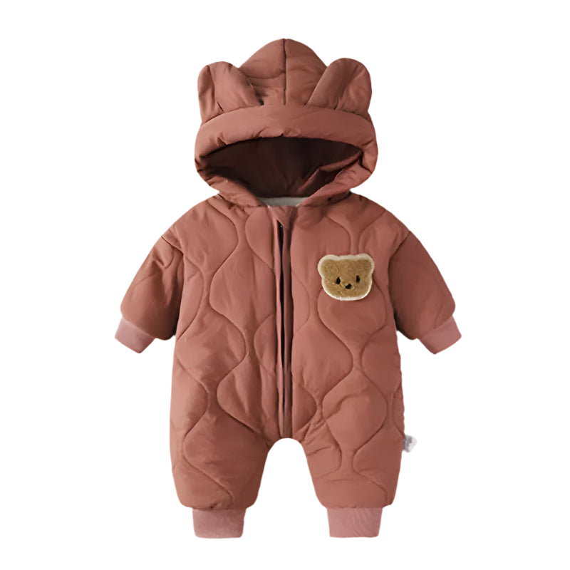 Winter Baby Romper – Warm Cartoon Bear Jumpsuit for Boys and Girls